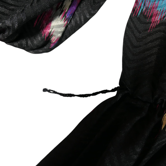 Vintage Robbie Bee Midi Dress Womens 7 or 8 Black Pink Paisly Artsy Shoulder Pad - Picture 8 of 14